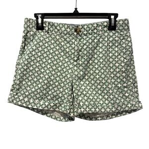 Banana Republic Roll Up Chino Shorts‎ Shamrock Print Green White Size 0